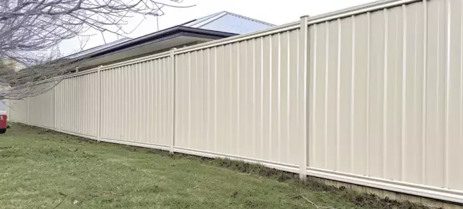 White colorbond fence on a backyard in Ipswich